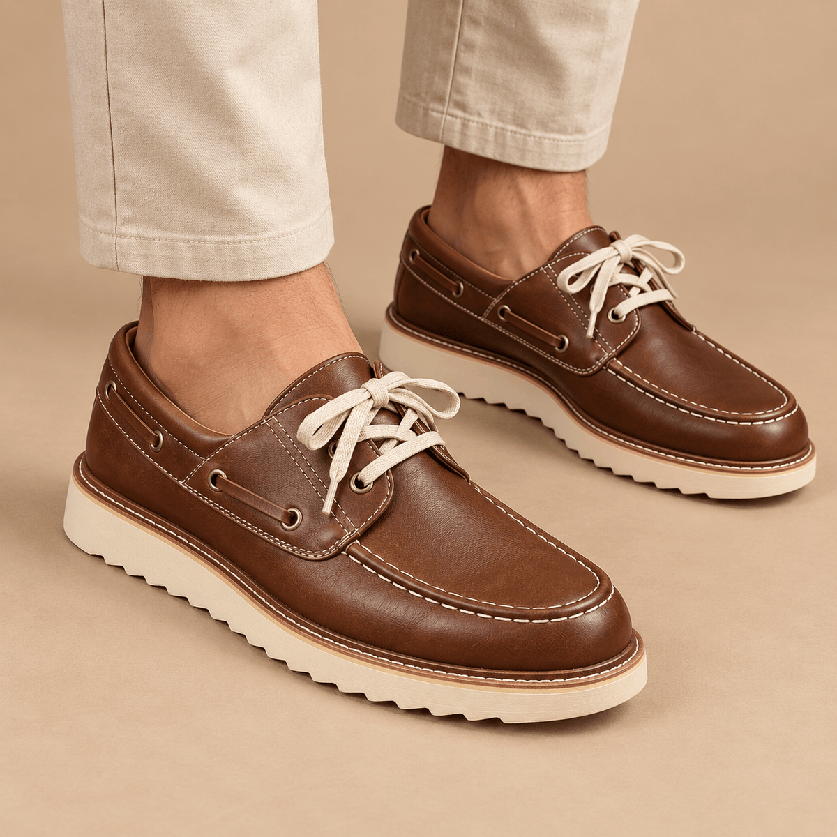 Men's Corwin Retro Moc-Toe Lace-Up Boat Shoes