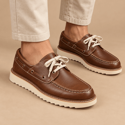Men's Corwin Retro Moc-Toe Lace-Up Boat Shoes