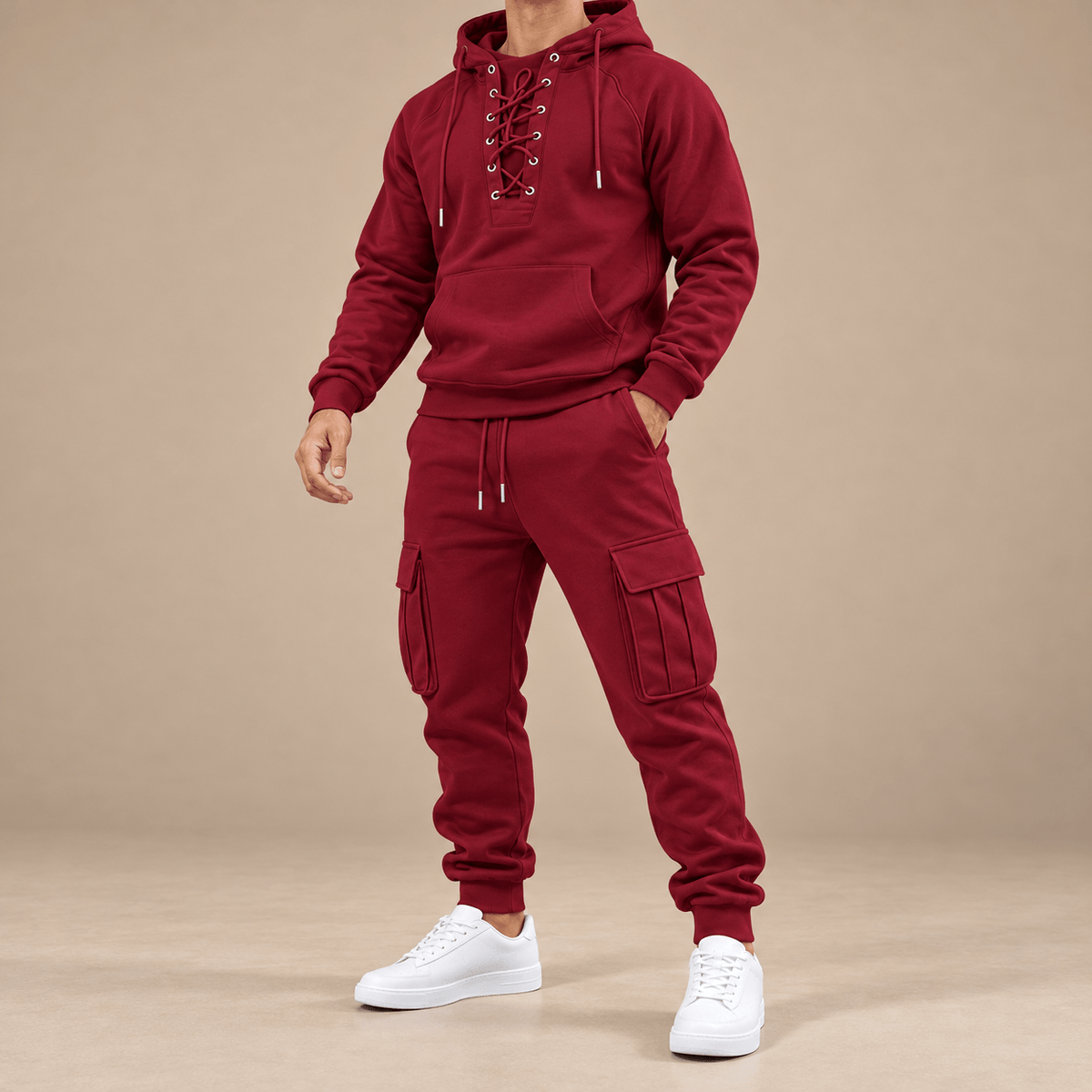 Men's Declan Lace-Up Hoodie Cargo Tracksuit