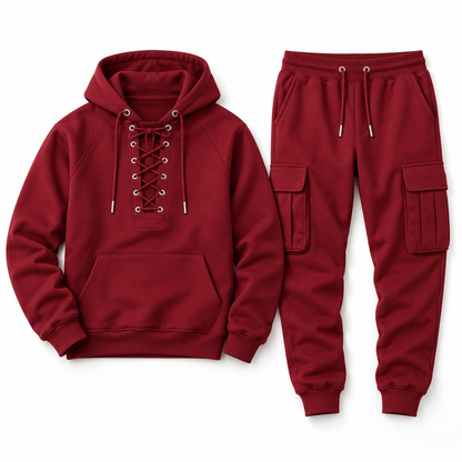 Men's Declan Lace-Up Hoodie Cargo Tracksuit