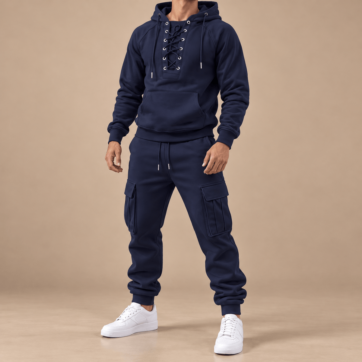 Men's Declan Lace-Up Hoodie Cargo Tracksuit