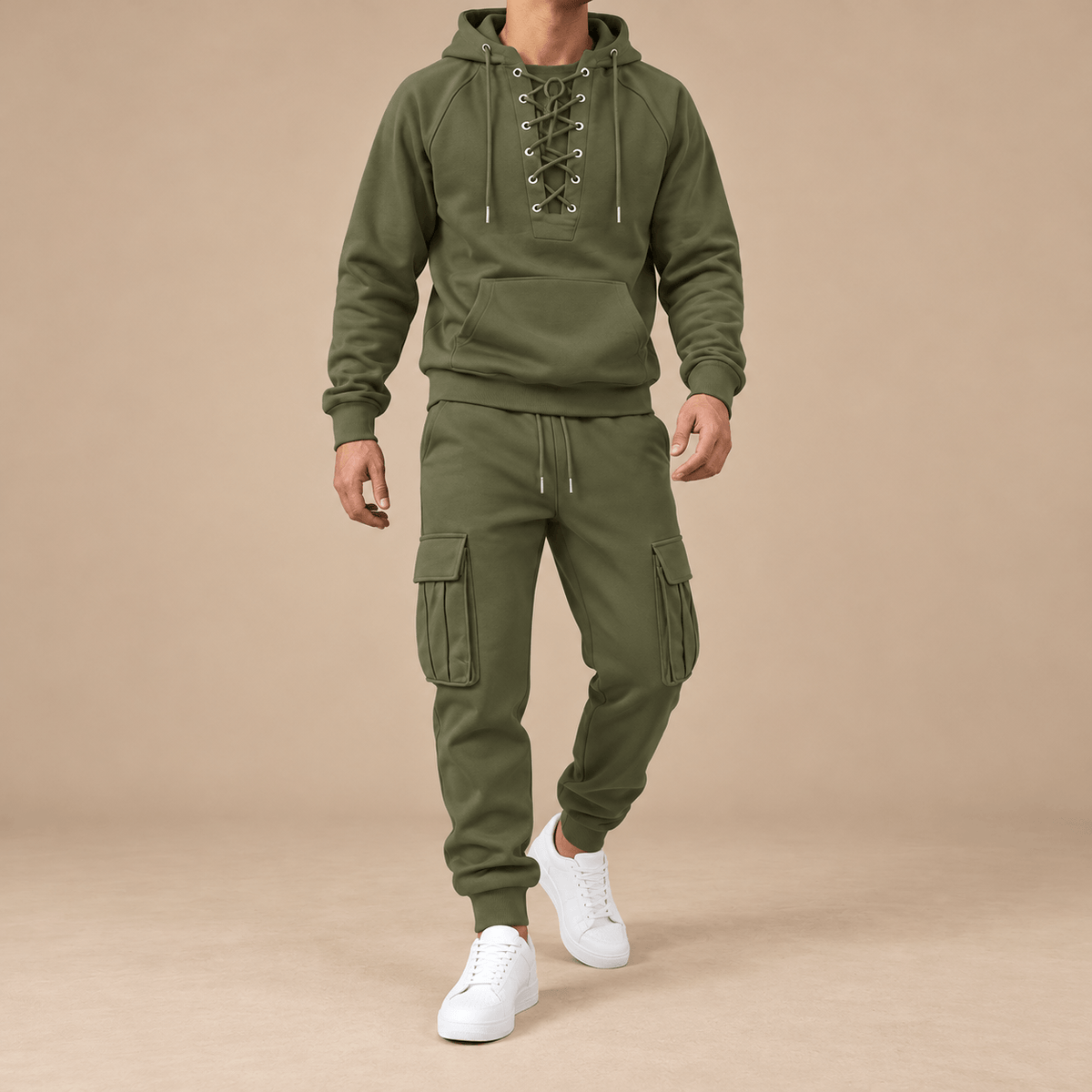 Men's Declan Lace-Up Hoodie Cargo Tracksuit
