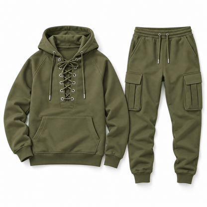 Men's Declan Lace-Up Hoodie Cargo Tracksuit