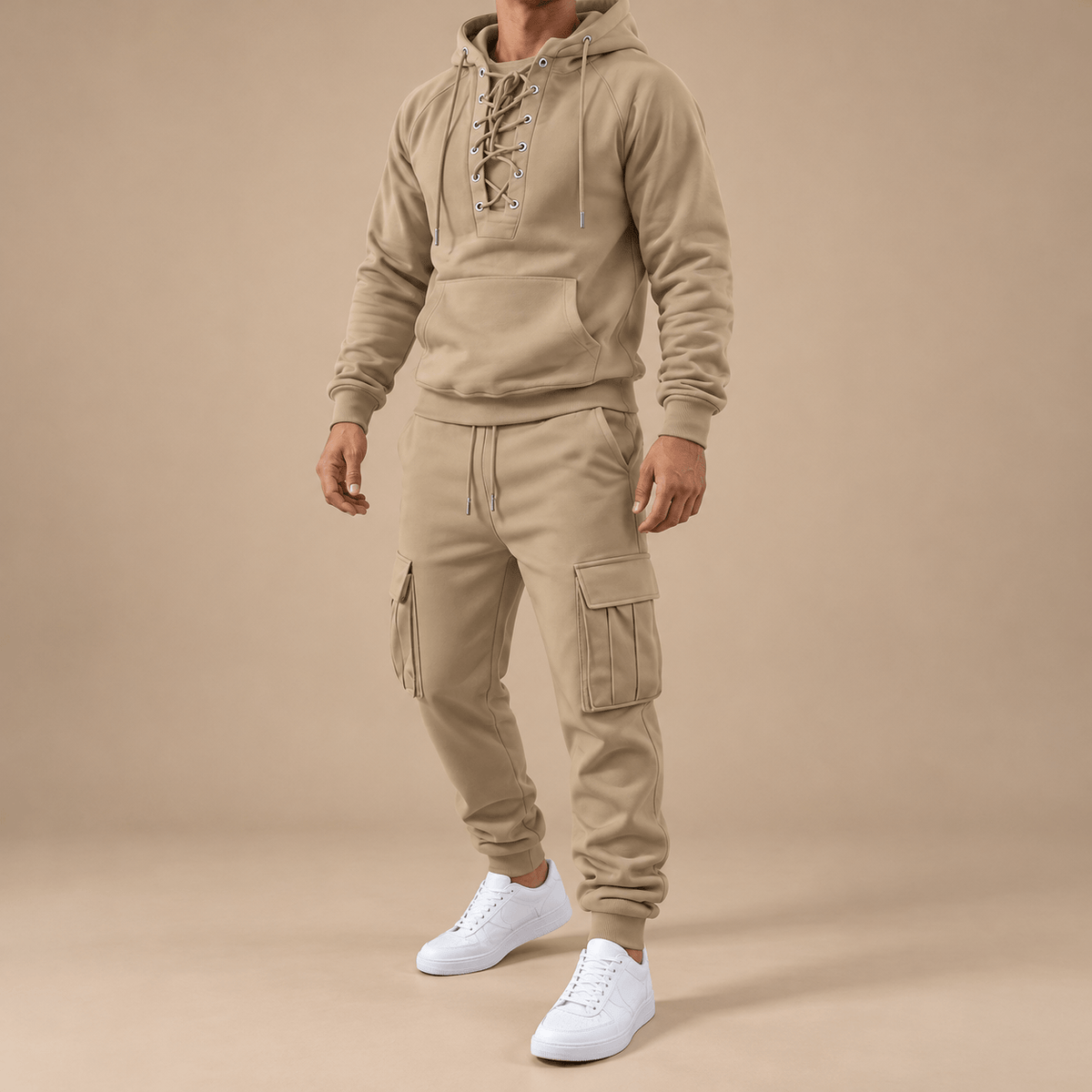 Men's Declan Lace-Up Hoodie Cargo Tracksuit