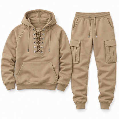 Men's Declan Lace-Up Hoodie Cargo Tracksuit