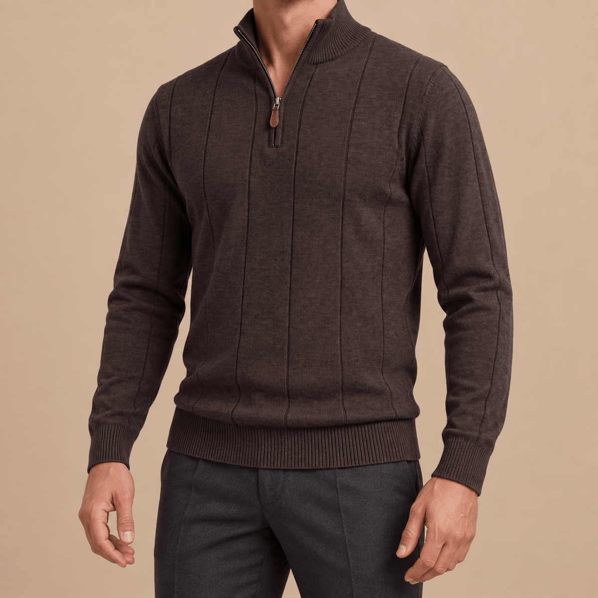 Men's Evander Textured Cotton Quarter-Zip Jumper