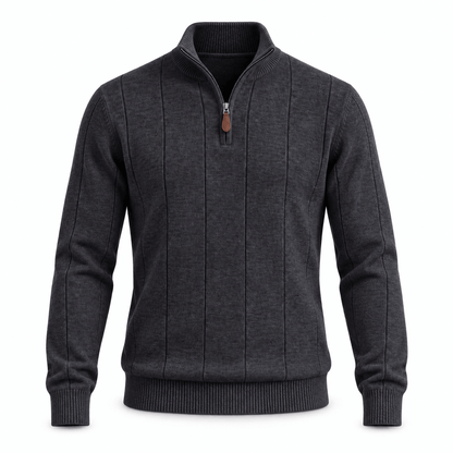 Men's Evander Textured Cotton Quarter-Zip Jumper