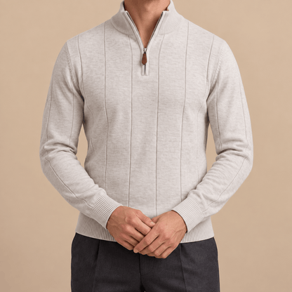 Men's Evander Textured Cotton Quarter-Zip Jumper