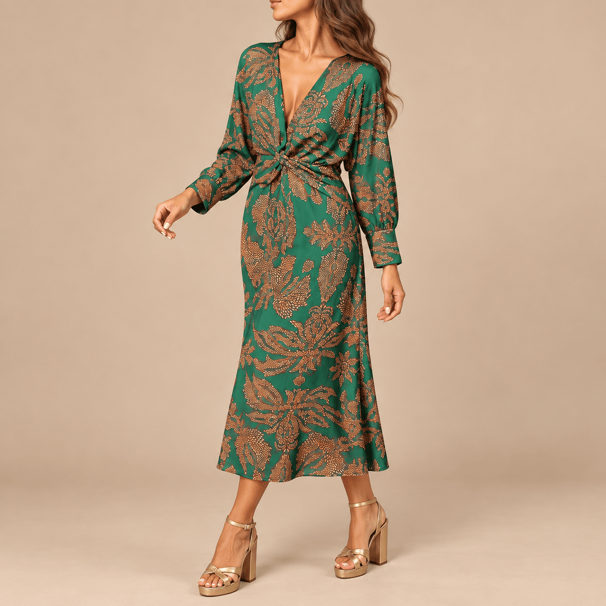 Women's Aurelia Botanical Twist-Waist Midi Dress