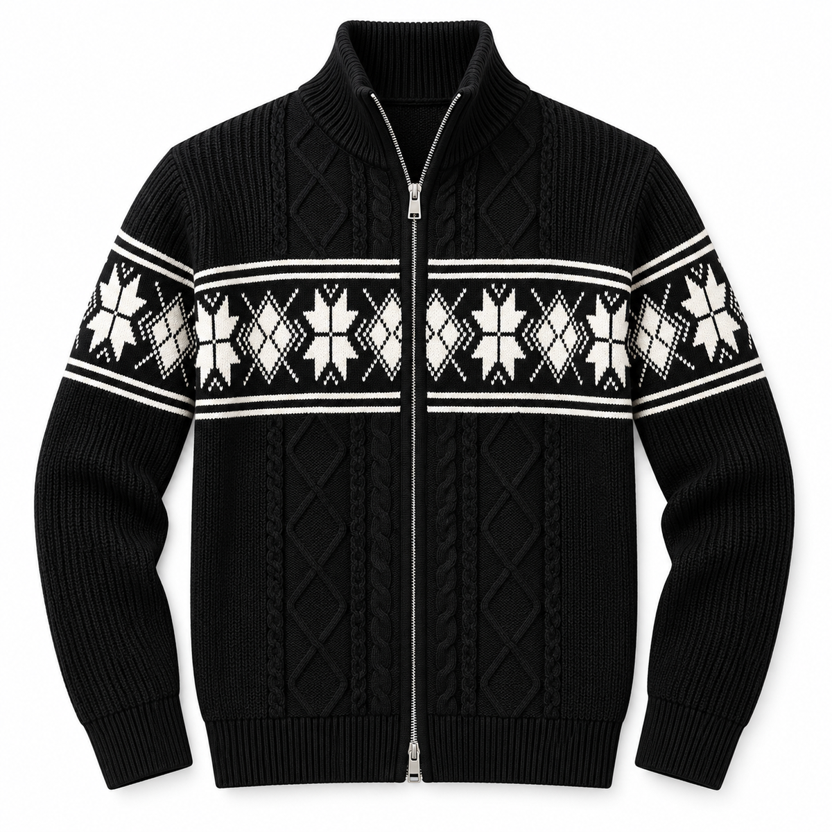 Men's Huxley Fair Isle Zip-Up Knitted Cardigan