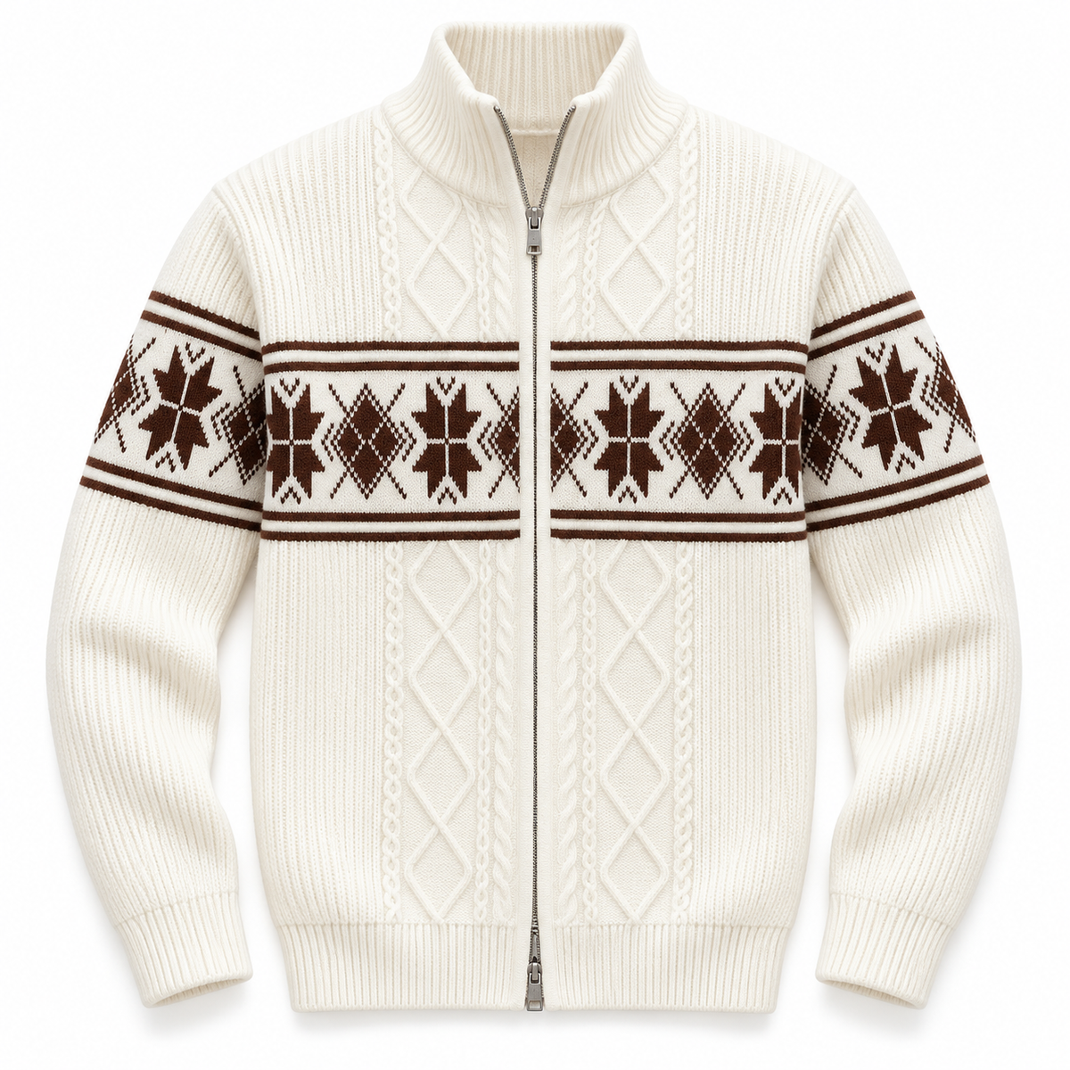 Men's Huxley Fair Isle Zip-Up Knitted Cardigan