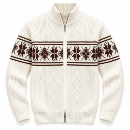 Men's Huxley Fair Isle Zip-Up Knitted Cardigan