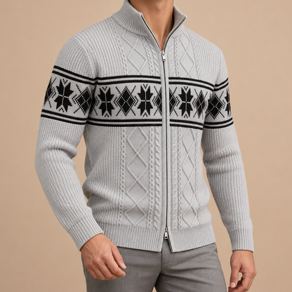 Men's Huxley Fair Isle Zip-Up Knitted Cardigan