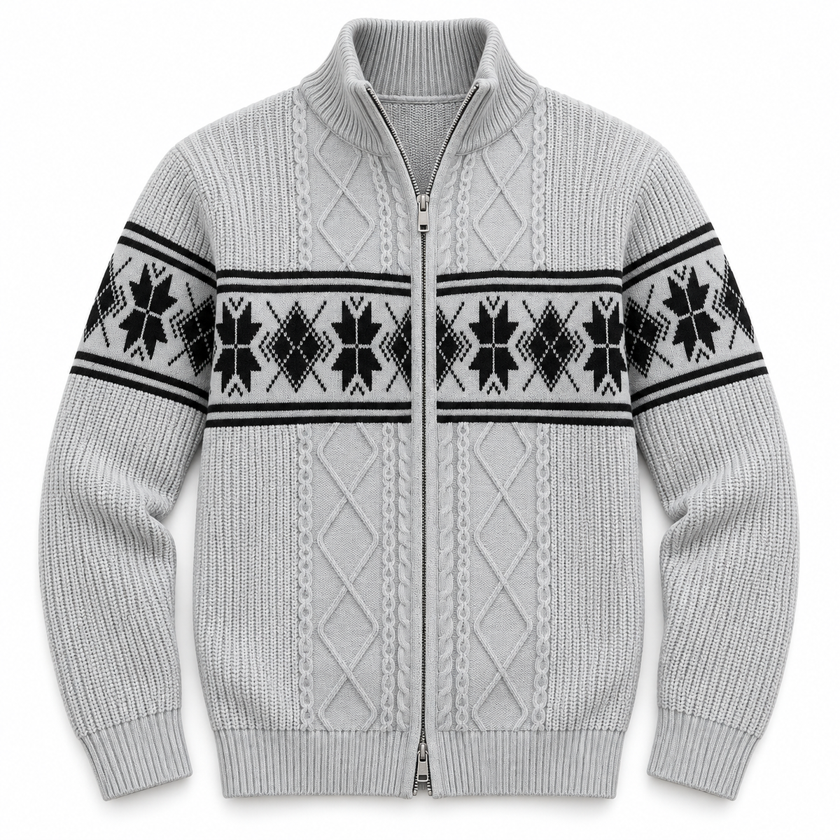 Men's Huxley Fair Isle Zip-Up Knitted Cardigan