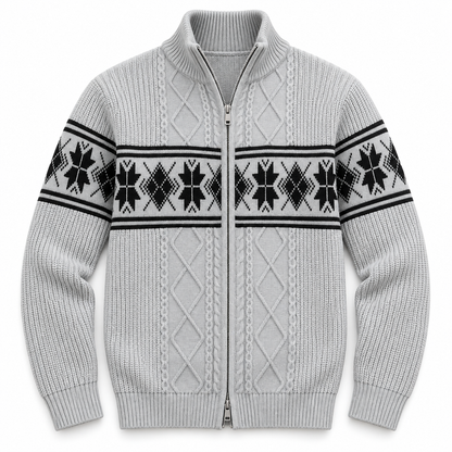 Men's Huxley Fair Isle Zip-Up Knitted Cardigan