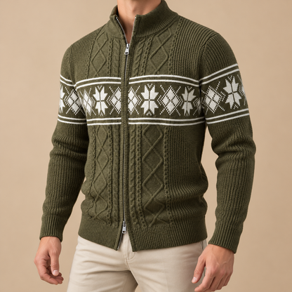 Men's Huxley Fair Isle Zip-Up Knitted Cardigan