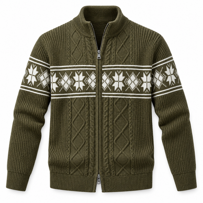 Men's Huxley Fair Isle Zip-Up Knitted Cardigan