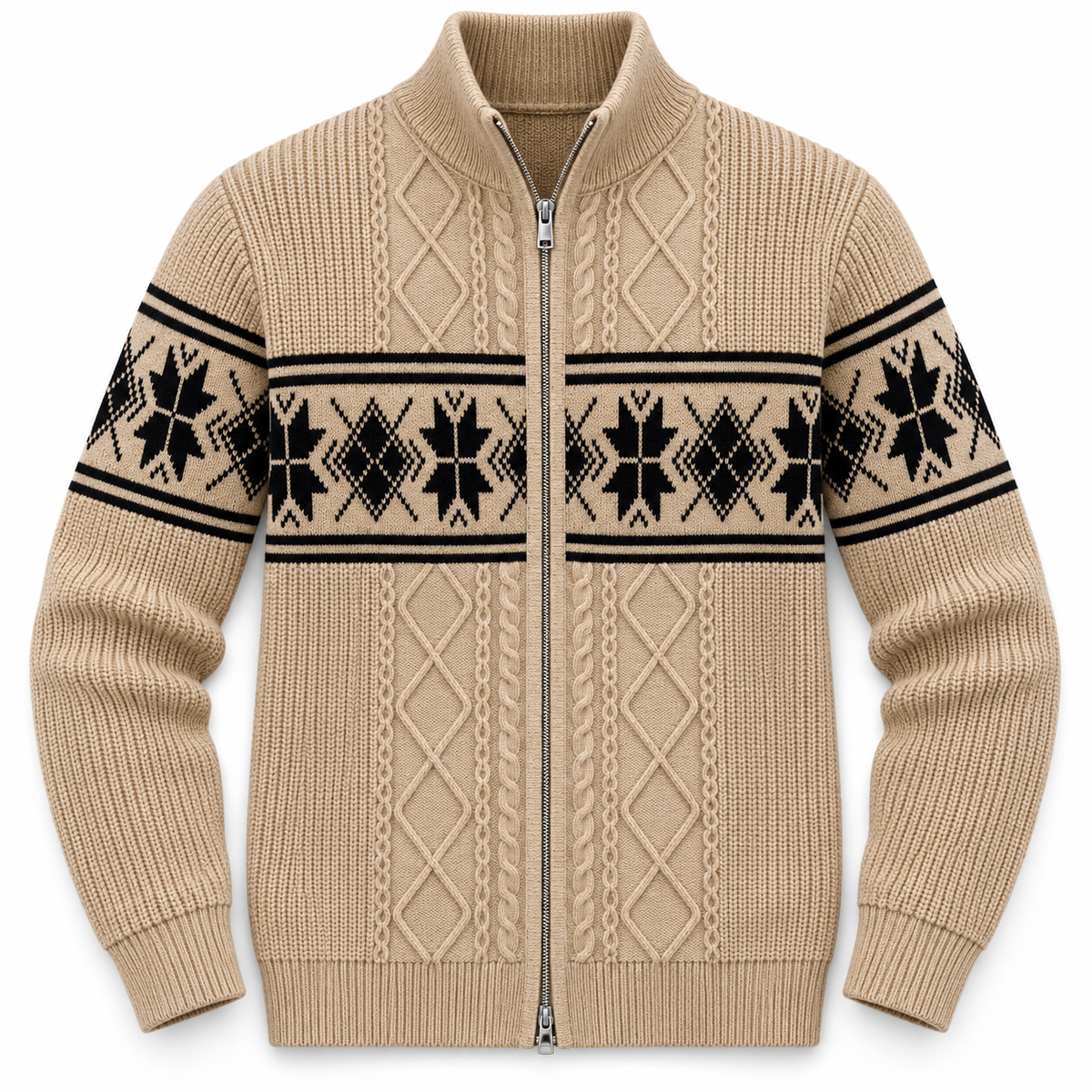 Men's Huxley Fair Isle Zip-Up Knitted Cardigan