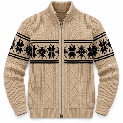Men's Huxley Fair Isle Zip-Up Knitted Cardigan