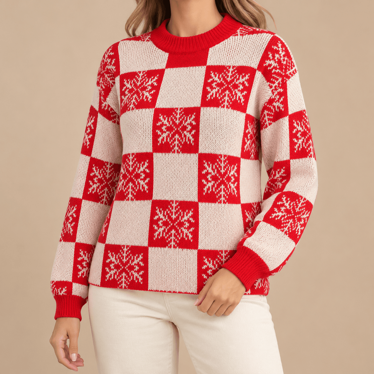 Women's Isolde Snowflake Check Christmas Jumper