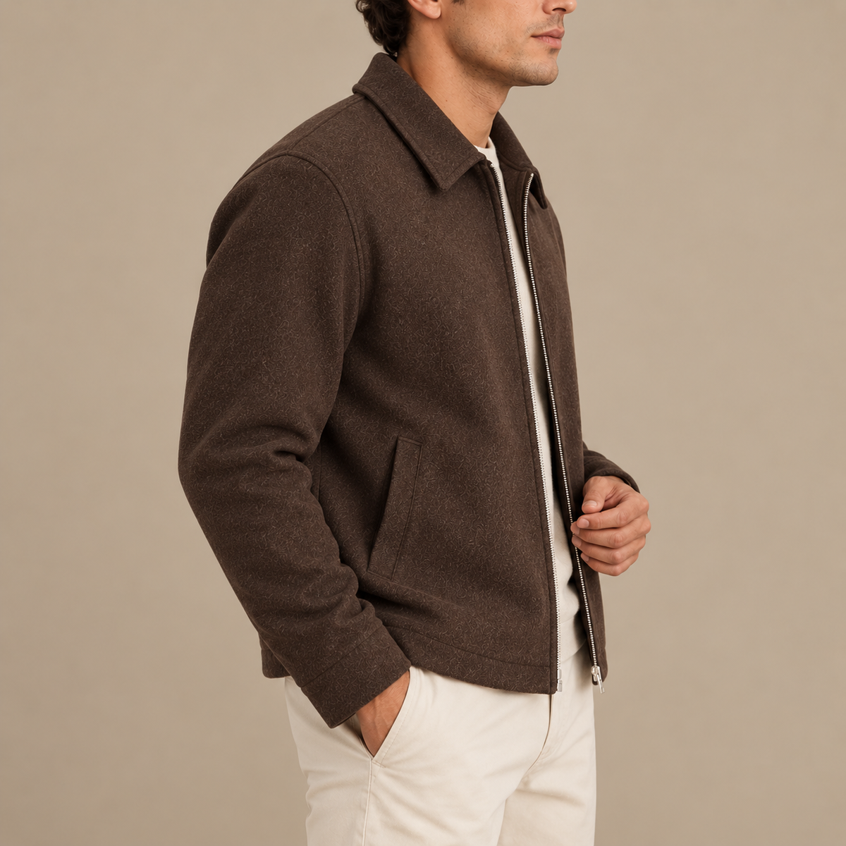 Men's Classic Collared Zip Jacket