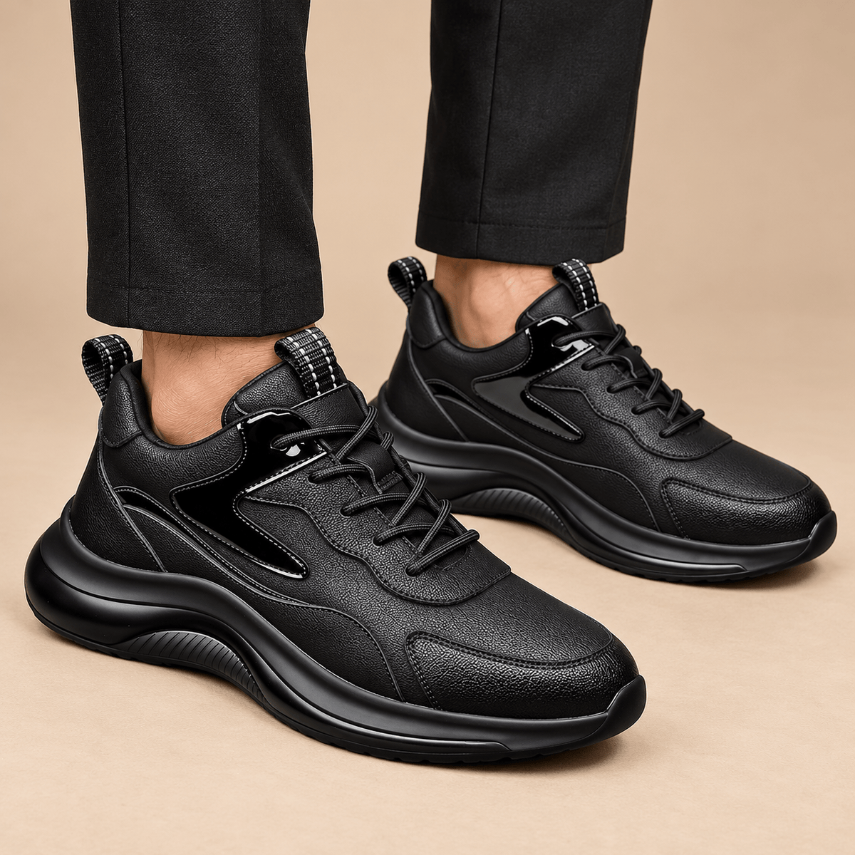 Men's Maddox Leather-Look Chunky Lace-Up Trainers