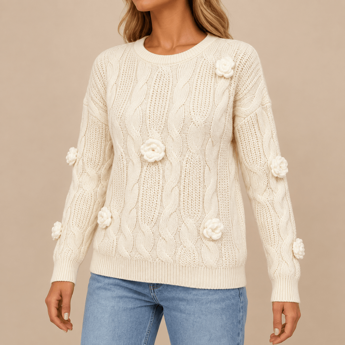 Women's Mirelle Floral Cable Knit Jumper