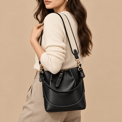 Women's Amelie Canvas-Panel Bucket Shoulder Bag