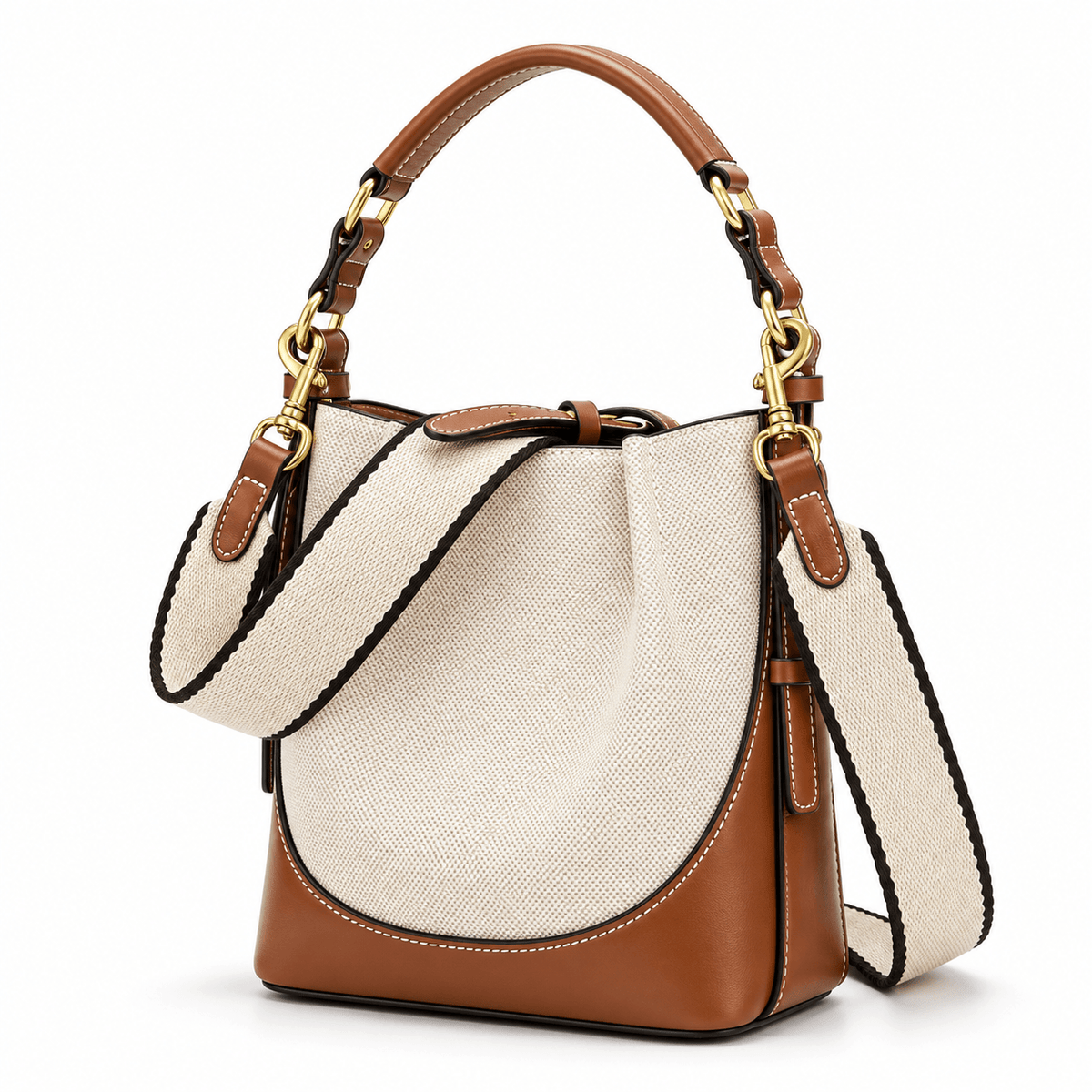 Women's Amelie Canvas-Panel Bucket Shoulder Bag