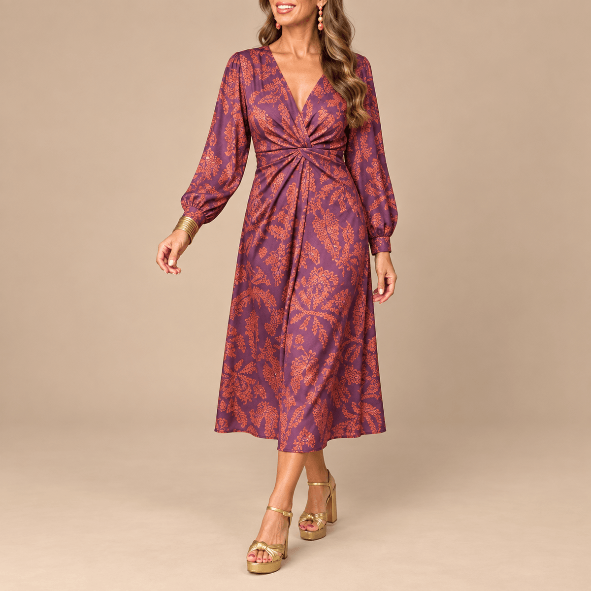 Women's Aurelia Botanical Twist-Waist Midi Dress