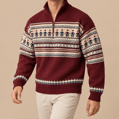 Men's Rowan Fair Isle Quarter-Zip Christmas Jumper