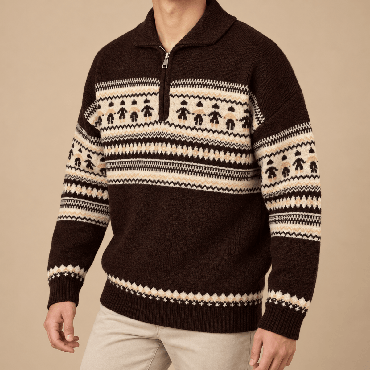 Men's Rowan Fair Isle Quarter-Zip Christmas Jumper
