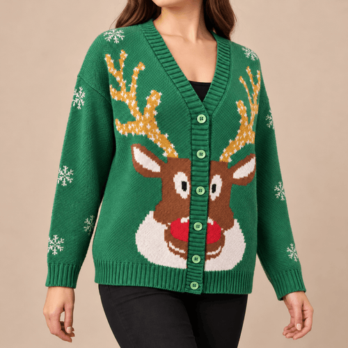 Women's Tamsin Reindeer Christmas Knit Cardigan