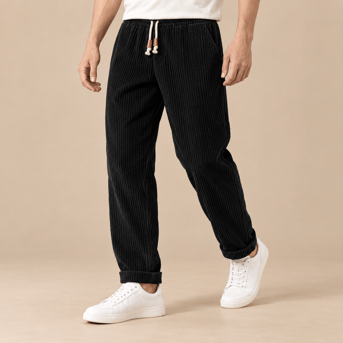 Men's Tavian Textured Drawstring Casual Trousers